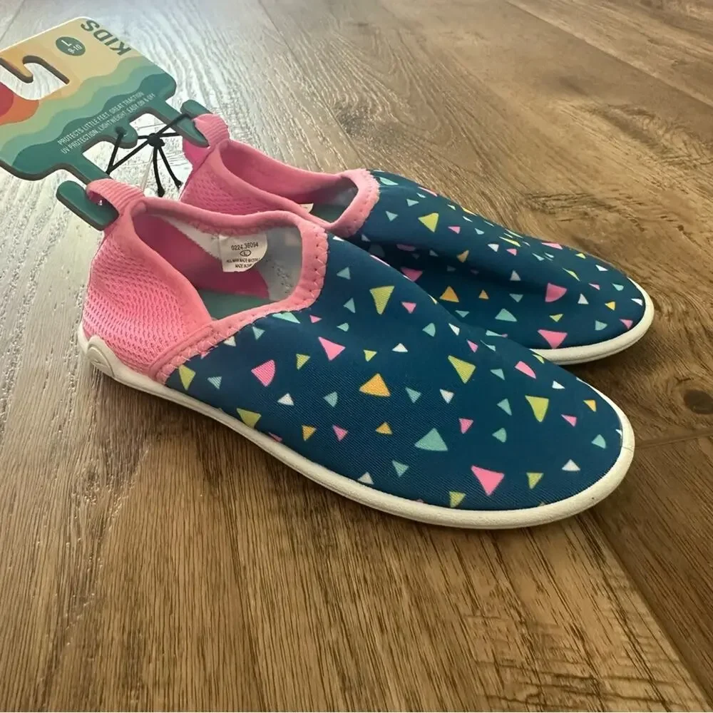 Speedo Girl’s Water Shoes, Splash & Sun Bootie, Blue/Pink, Non-Slip, L (9/10)